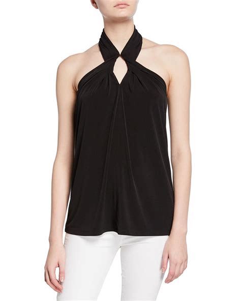 neckline tank michael kors black tank top gold chain|michael kors tops.